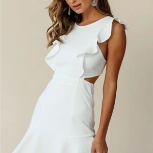 Selfie Leslie White Backless Ruffle Dress